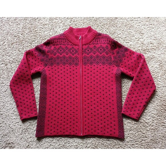 Lands' End Other - lands End Cardigan Sweater Men's Small Full Zip Wool Red Long Sleeve